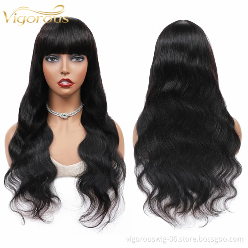 Vigorous deep wave natural extension curly cuticle aligned cheap supplier for women 100% human hair wigs with bangs